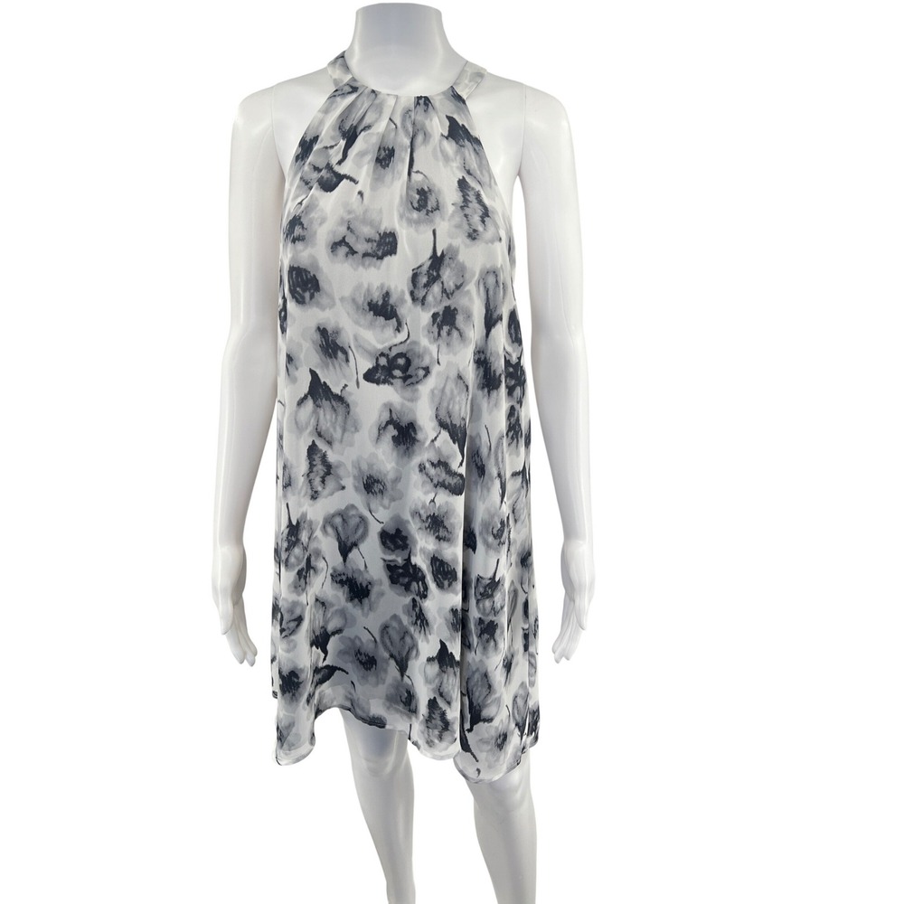 ASTR the Label Dress Womens Floral Halter Neck Sleeveless Mini Shift Gray Size M